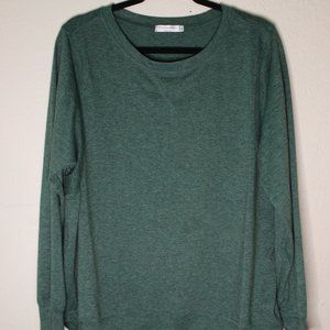 Green Tunic Long Sleeve Shirt Crew Neck Winter
